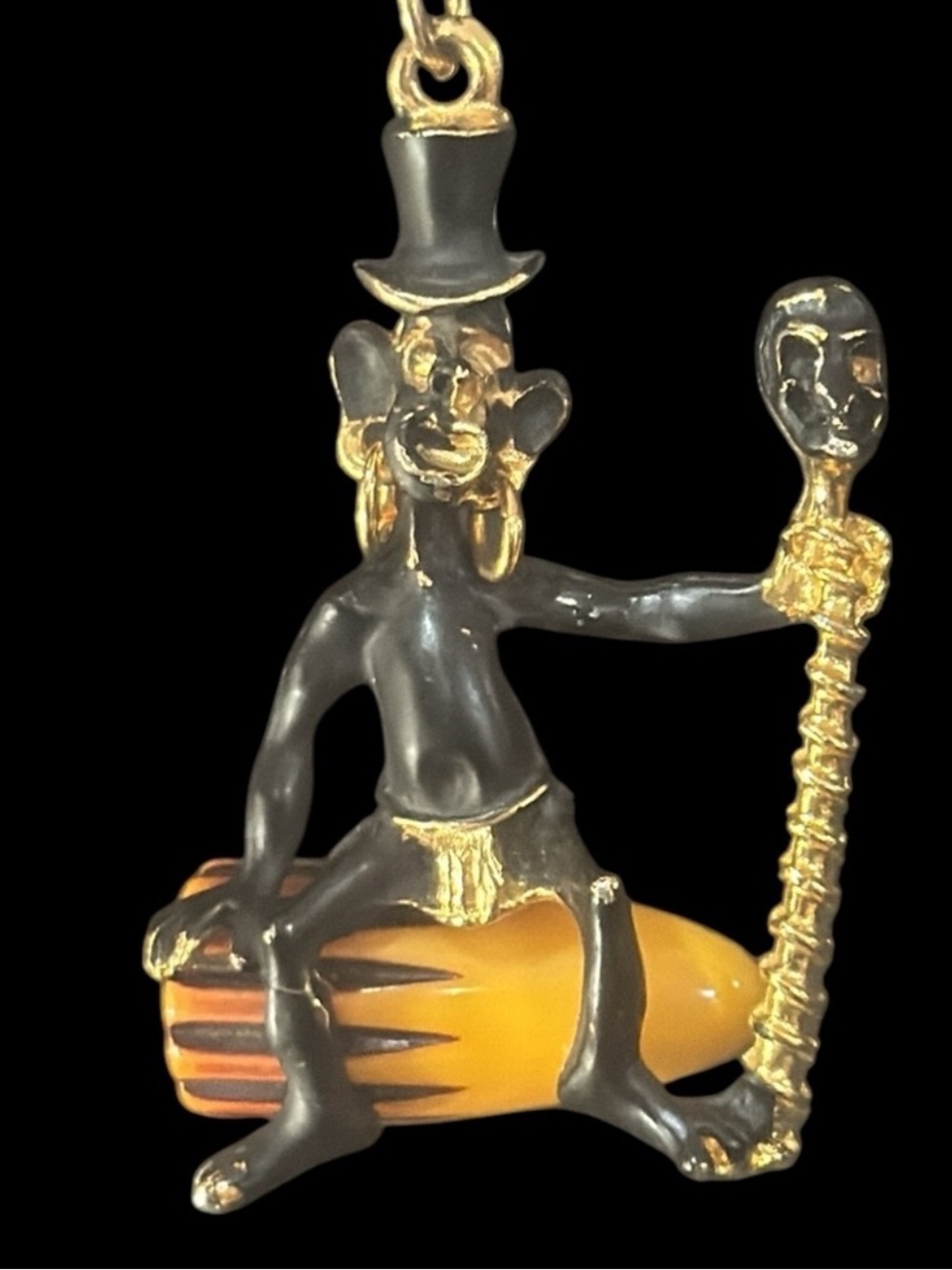 RARE Vintage African Witch Doctor Pendant with Bakelite Drum